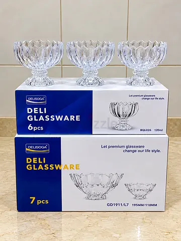 Set of Crystal-Look Dessert Bowls – 3pcs (120ml) / New in Boxes