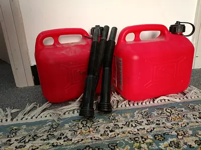 Two 5 Liter Red Gasoline/Petrol jar