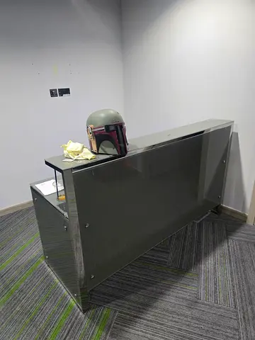 Glass and Metal Office Reception Desk - Good Condition