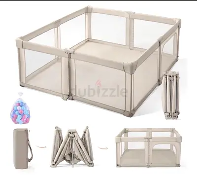Foldable Baby Playpen / Play Yard with Mesh Sides - Portable