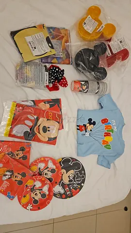 Mickey Mouse Birthday Party Pack — Plates, Cups, Decor + Baby T-shirt