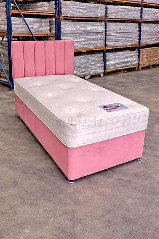 Single Pink Upholstered Bed