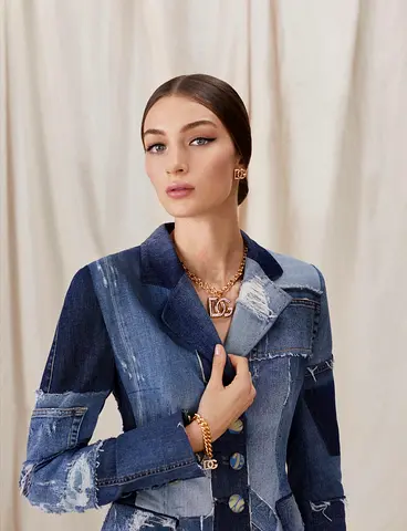 DOLCE & GABBANA Dolce Patchwork Denim Blazer size 48