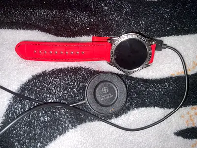 Swiss Military Watch with red leather strap + magnetic charger