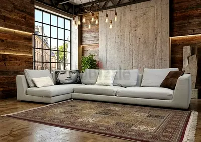 B&B Italia Large L-shaped Light Grey Fabric Sofa — Comfortable Corner Couch