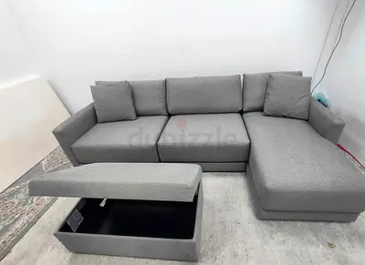 4 seater crate and barrel lshape sofa with ottoman storage