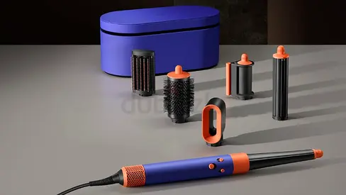 Dyson hair styler set with multiple attachments (purple/orange) - barely used