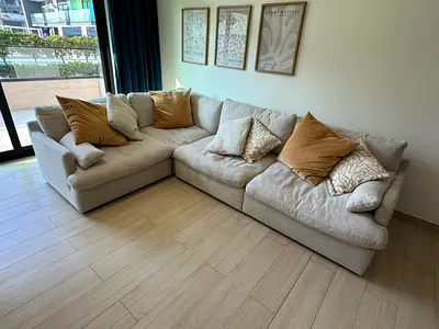 Home Center swin feather filled sofa with footstool
