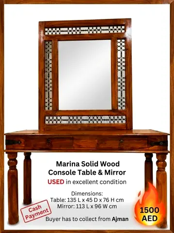 Marina solid wood console table with mirror