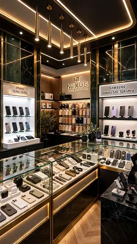 "Opulent Interiors: High-End Mobile Cover Showroom & Furniture Fitout"