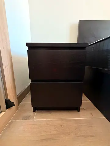 Set of IKEA MALM Black 2-Drawer Nightstands