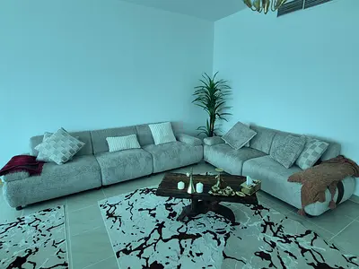 Grey L-shaped Fabric Sofa Set — Comfortable 3+2 Seater Corner Sofa