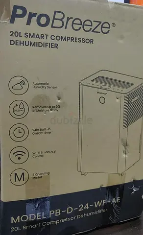 ProBreeze 20L Smart Dehumidifier - 20L/day, Wi-Fi, Auto Humidity Sensor