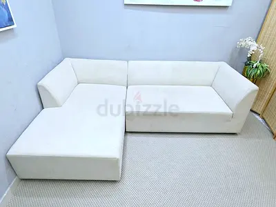 Cream L-shaped Modular Sofa - 3-seater with Ottoman
