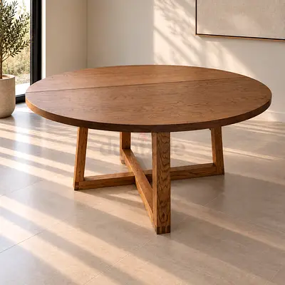 SOLID Oak Round Dining Table - 6-Seater