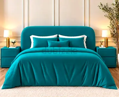 Teal upholstered Queen size Family bed modern design with Mattress Available