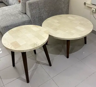 Round and side marble tables