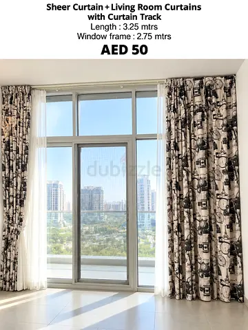 Living Room Sheer Curtains + Curtains with Curtain track