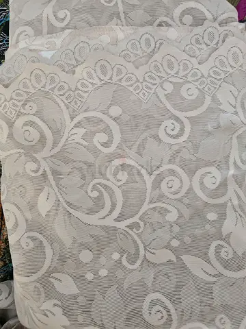 White Floral Lace Curtains - Sheer Window Panels set
