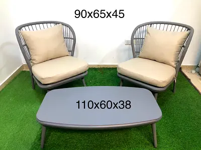 2-Seater Grey Rope Style Garden Sofa Set