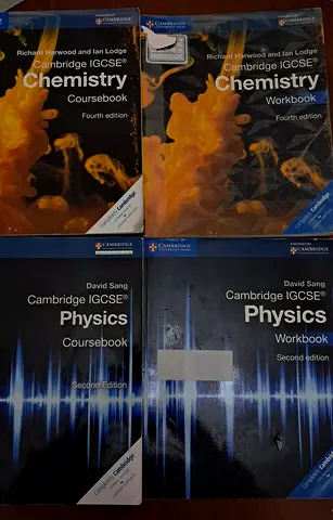 Cambridge IGCSE Chemistry & Physics Coursebooks and Workbooks (set of 4) - Good condition