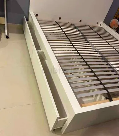 IKEA Malam queen size 160×200cm bed frame with IKEA mattress and 2 big storage drawers