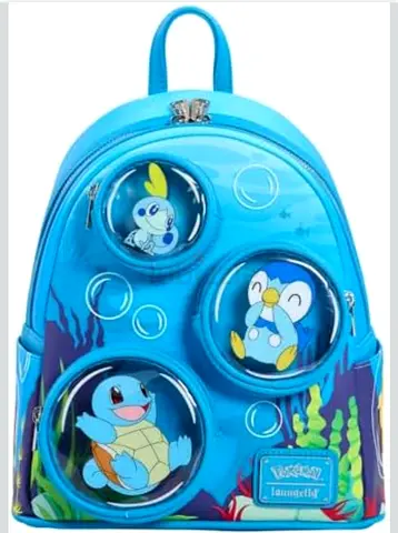 Blue Pokémon Kids Backpack with Bubble Windows (Squirtle, Piplup, Popplio), Loungefly