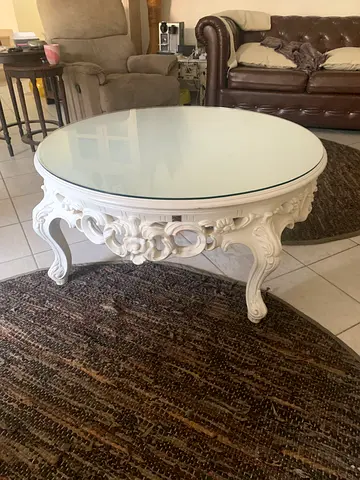 White center Ornate Round Table from The One with Glass Top