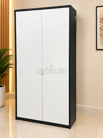 Modern Tall 2-Door Wardrobe / Armoire in Black & White