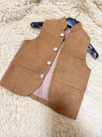 sleeveless vest coat 3-4 years size - baby boy (classic style) Brown tweed