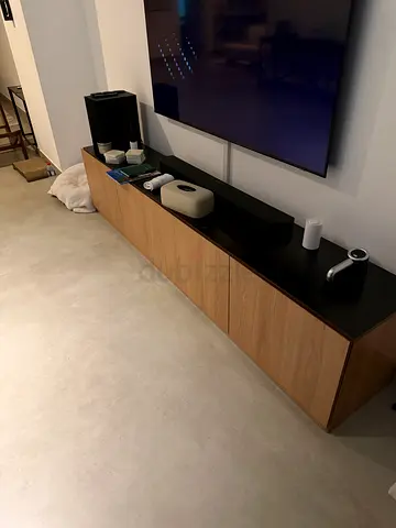 Wooden low TV entertainment unit with storage - good condition