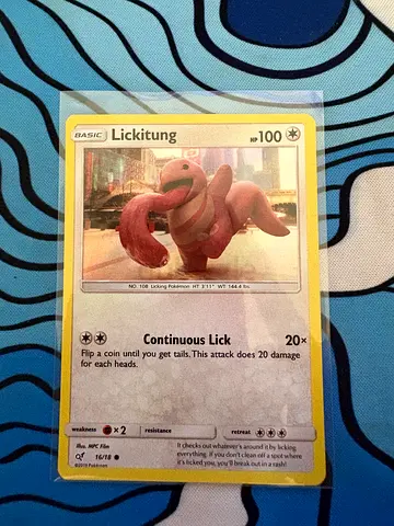 Lickitung reverse holo detective pikachu pokemon card
