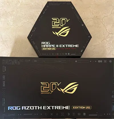 ماوس و كيبورد نسخة 20 سنه جديده مب مستعمله Rog 20th anniversary mouse and keyboard brand new
