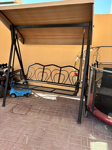 Outdoor Metal Garden Swing with Canopy - Seats 3, Good Condition