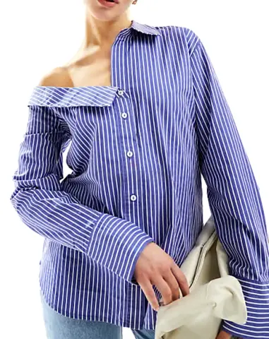 Zara Trafaluc Off-Shoulder Striped Shirt – Size S
