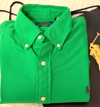 Ralph Lauren Green Oxford Shirt, size M, custom fit