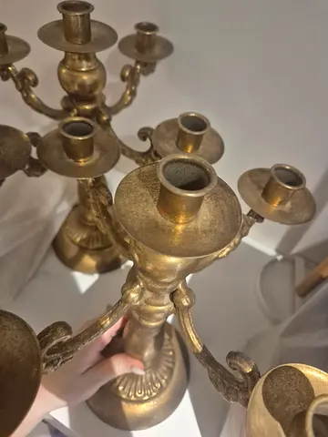 Vintage Brass 5-Arm Candelabra - Solid Heavy Decorative Piece