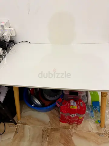 White wooden Table. Single Door Fridge. Homebox wardrobe, samsung washing machine, Cylinder