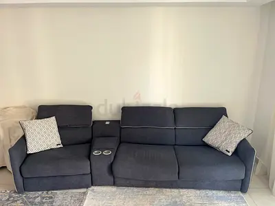 Two in one - 3-seater dark blue reclining sofa / bed-sleeper