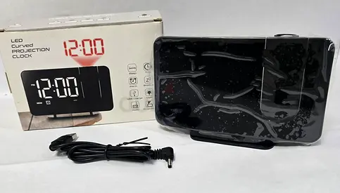 Australian-brand digital curved clock with FM radio, red time projection onto the wall or ceiling, U