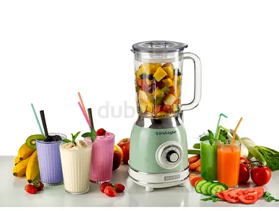 Brand new  Vintage-Style countertop blender with glass jar — and two snack jars