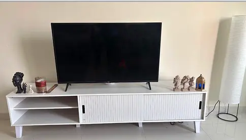 White wooden TV console / media unit - good condition