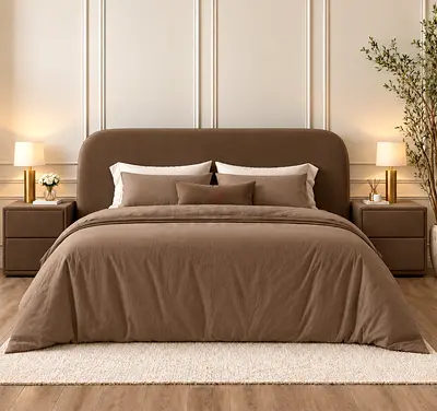 New Modern Upholstered King Bed with Curved Headboard storage bed luxury design king size bed