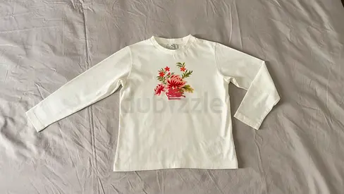 White Long-Sleeve Top with Floral Print (kids)