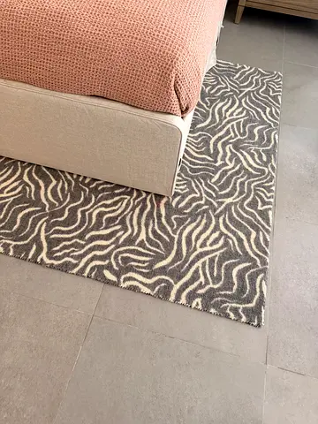 West Elm Gray & Cream Abstract Pattern Rug - Very Good Condition