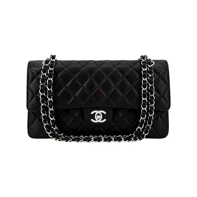Chanel Classic Medium Double Flap Bag in Black Caviar Leather