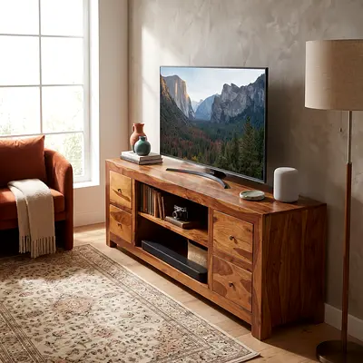 Solid Wood TV Unit