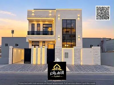 Own a 5-bedroom villa in Al Helio 2, Ajman—a corner unit facing Azha. The villa spans two floors plus a roof terrace. Available with a down payment of