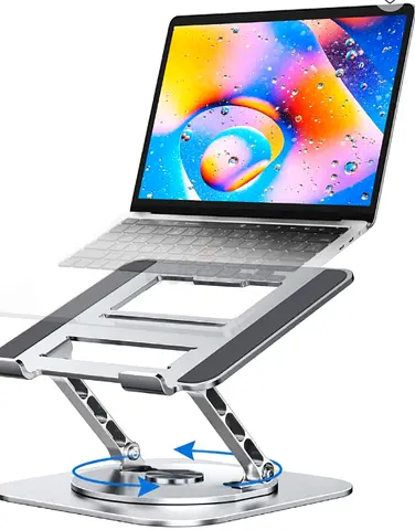 Adjustable Laptop Stand for Desk Ergonomic Riser with 360° Rotating Base