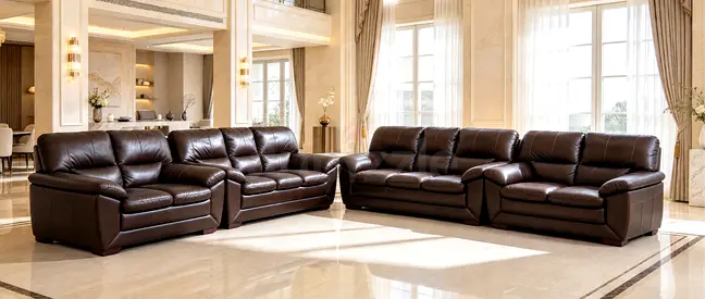 Sofa Leather Brown 10 Seater